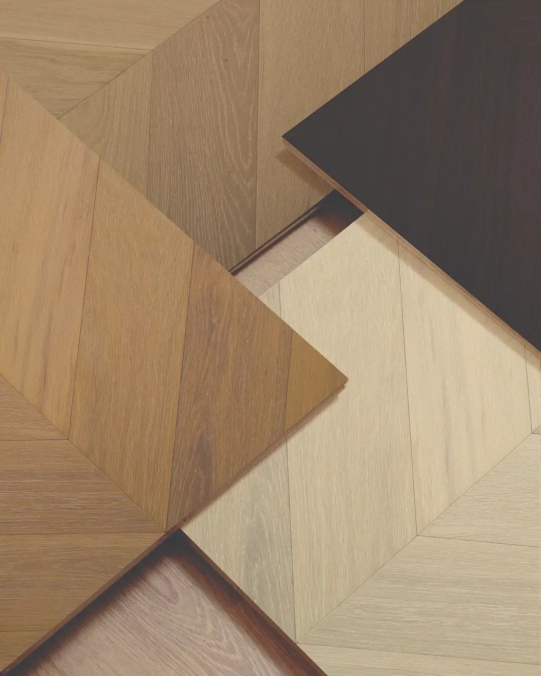 PurePlank 2.0 chevron timber flooring panels.